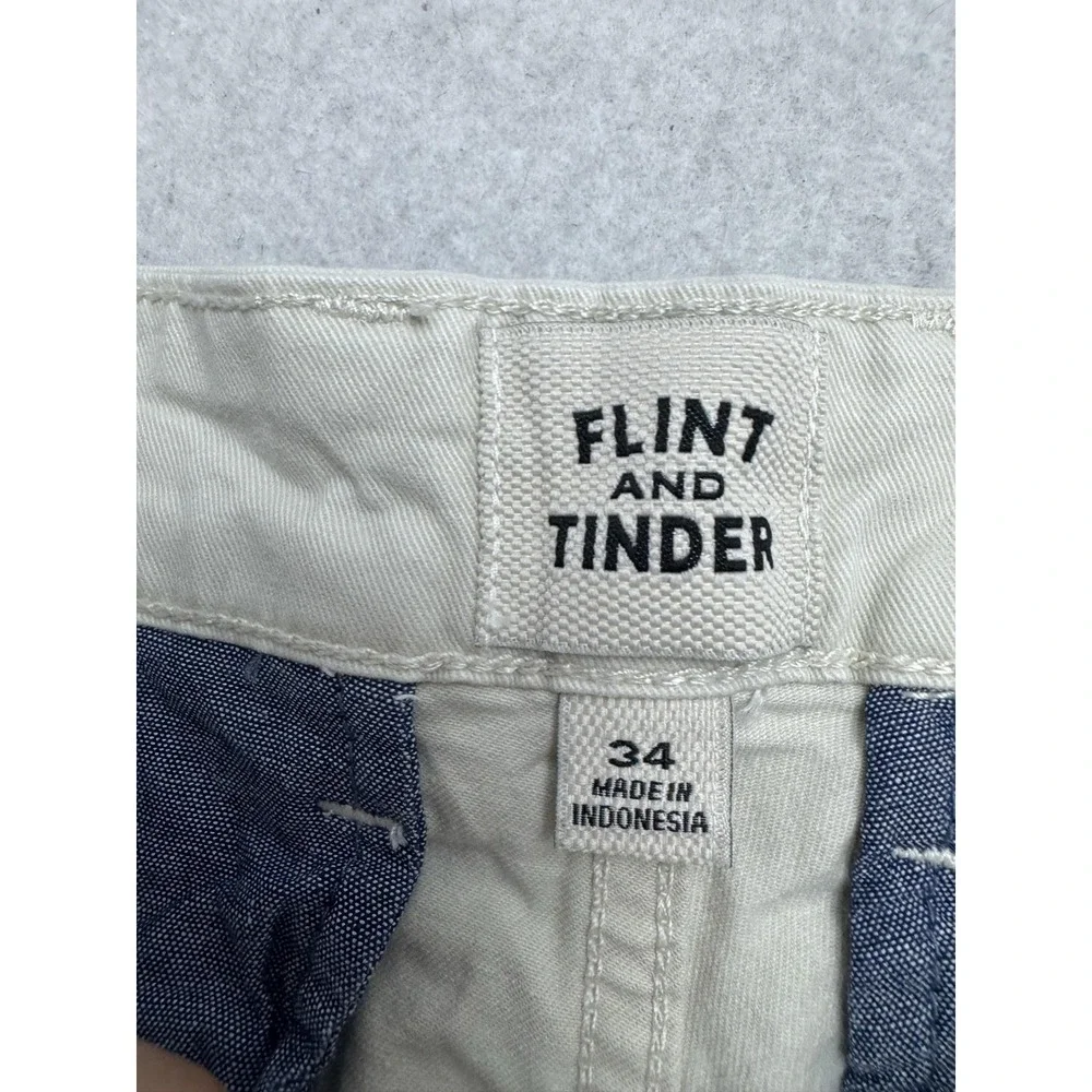 Flint And Tinder Shorts Mens 34 Beige Chino Canvas 7 Inseam Stretch Casual